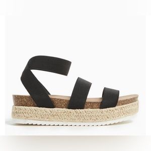 torrid Black Elastic Ankle Strap Espadrille Flatform Sandal 11WW